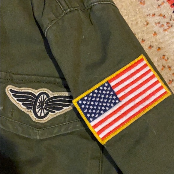 GAP Military Jacket with hidden hood and Patches - Picture 6 of 11